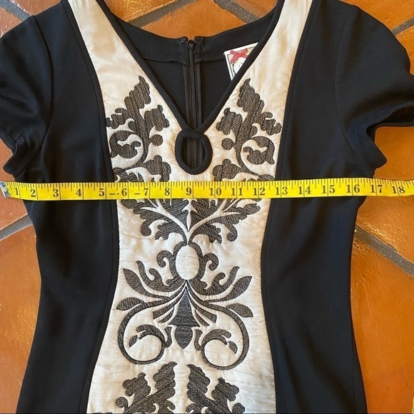 Yoana Baraschi Bodycon Stretch Embroidered  Silk Cocktail Dress Black Sz XS - Picture 10 of 11